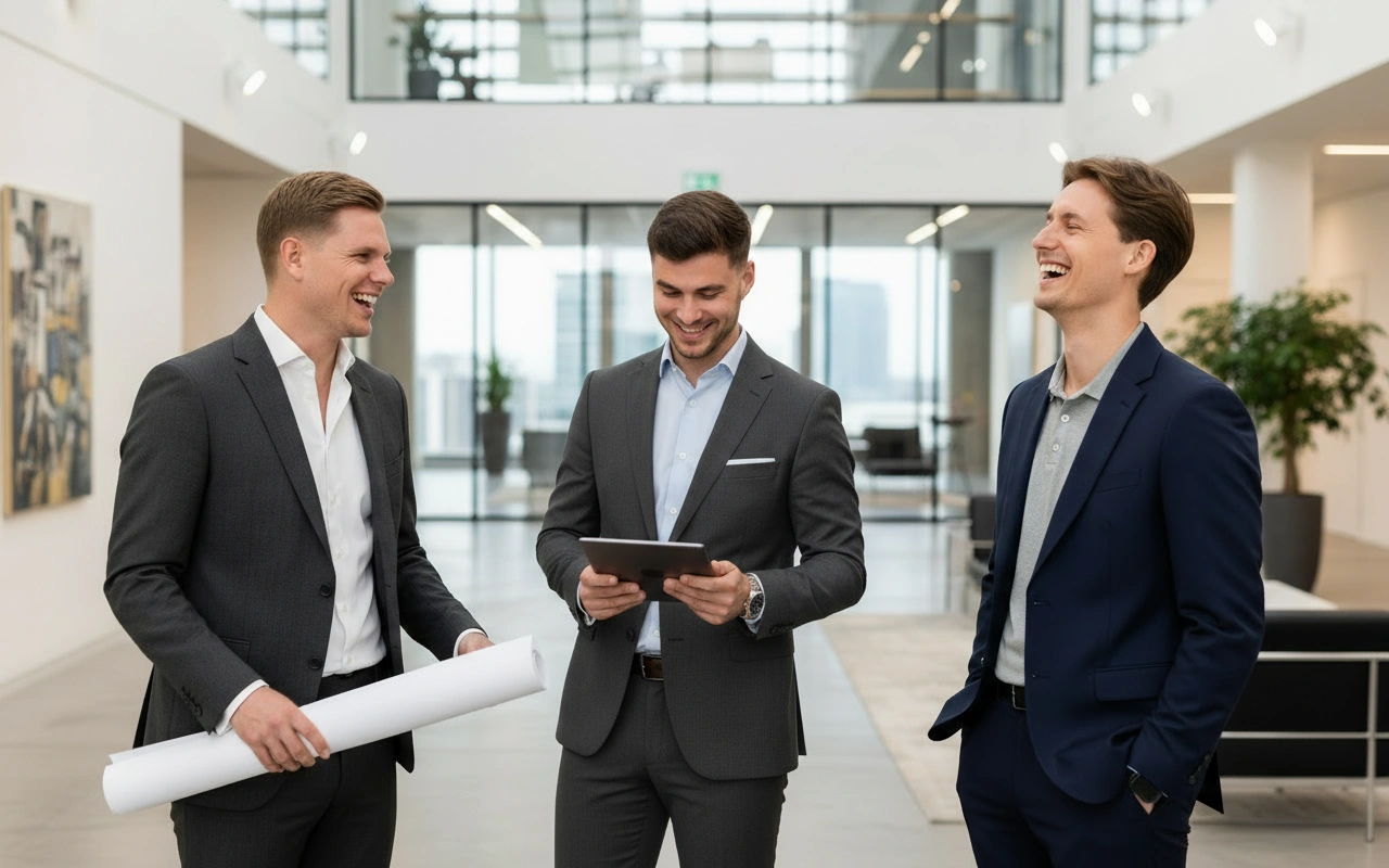Proreales Teamfoto Hamburg Drei Experten Gewerbeimmobilien